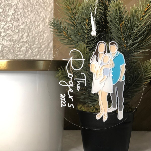 Personalized Family Christmas Ornament, Family Portrait Ornament, Personalized Family Portrait Ornament, Custom Family Ornament