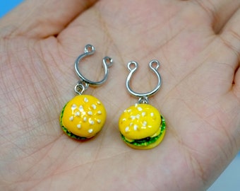 Tiny Burger  Erotic BDSM  Non Piercing Nipple Rings Sexy Nipple Jewelry