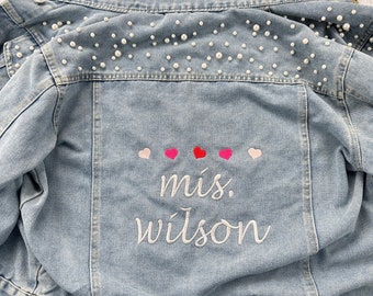 Personalized Embroidered Bride Denim Jacket, Wedding Bridal Denim Jacket, Future Mrs Jacket,Custom Jacket, Wedding Jean Jacket, Bride to Be