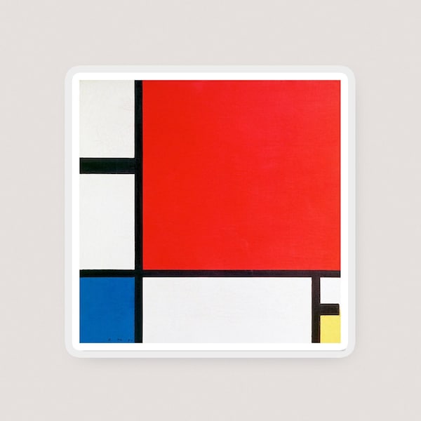 Mondrian's Composition Sticker - art history - handmade, weather-resistant, laminated sticker