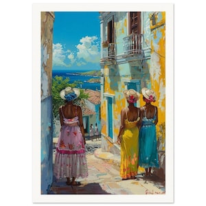 Arte de pared • Papel mate con calidad de museo • Póster • Generado con IA • Pintura al óleo Día brillante en Curazao