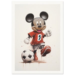 Arte murale • Carta opaca di qualità museale • Poster • Generato da IA • Ritratto • Topolino che gioca a calcio