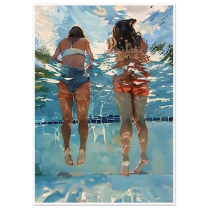 Wandkunst • Poster • Sommerschwimmen inspiriert von Michele Poirier Mozzone