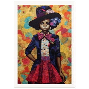 Arte murale • Carta opaca di qualità museale • Poster • Generato da IA • Ritratto • Damigella ispirata a Bisa Butler