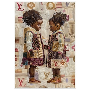 Arte murale • Poster • Bambini di design ispirati a Bisa Butler e Louis Vuitton