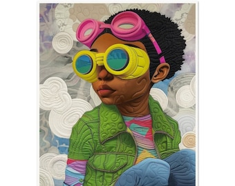 Wall Art • Poster • Black Quilt art • African • Future Explorer