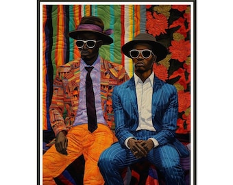 Wall Art • Museum-Quality Matte Paper • Metal Framed Poster • Ai Generated • Portrait • African Men inspired by Bisa Butler