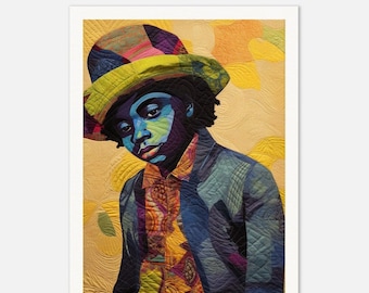 Wall Art • Museum-Quality Matte Paper • Poster • Ai Generated • Portrait • African American Boy inspired by Bisa Butler