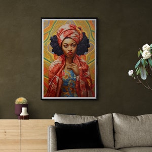 Wall Art • Museum-Quality Matte Paper • Metal Framed Poster • Ai Generated • Portrait • African Woman inspired by Bisa Butler