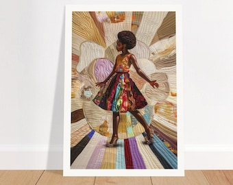 Wall Art • Poster • Black Quilt art • African • Portrait • Dancing on Sunshine