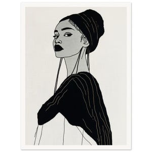 Arte murale • Poster • Arte su tessuto nero • Donna africana • Lei conosce il suo valore