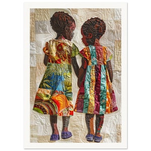 Arte murale • Carta opaca di qualità museale • Poster • Generato da IA • Ritratto • Amici ispirati da Bisa Butler