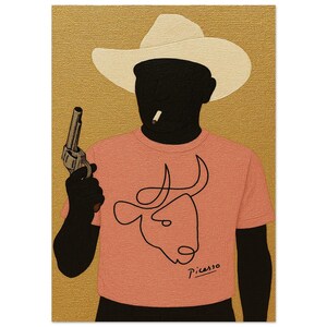 Arte murale • Poster NB • Dipinto • Arte dorata • Pop Art • Picasso • Pistolero dorato