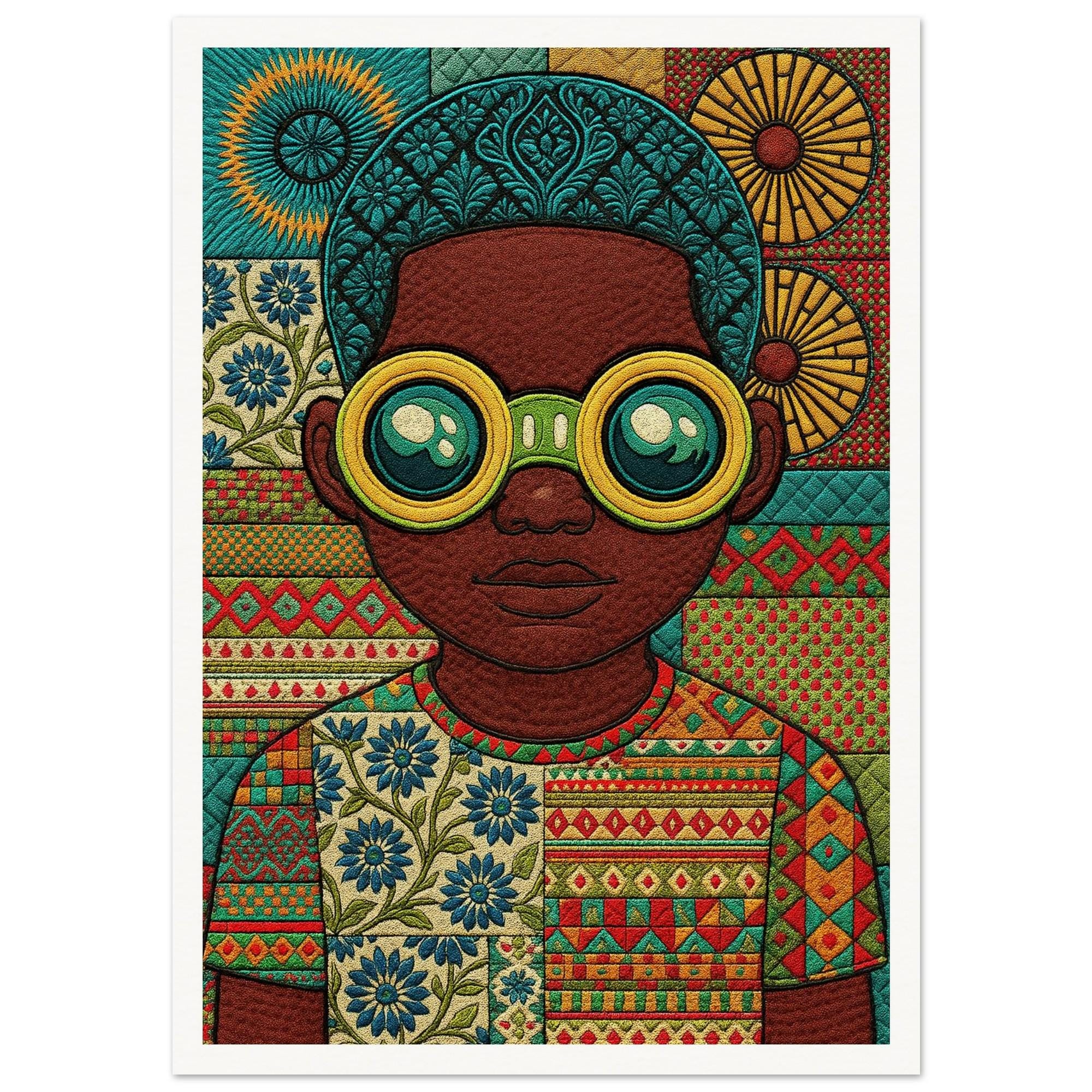 Wall Art • Poster • Black Quilt art • African • Bold Eyewear • Goggles & Grace