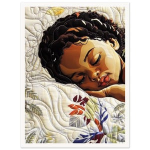 Arte murale • Poster • Arte trapuntata nera • Sogni pacifici: una bella addormentata ispirata a Bisa Butler