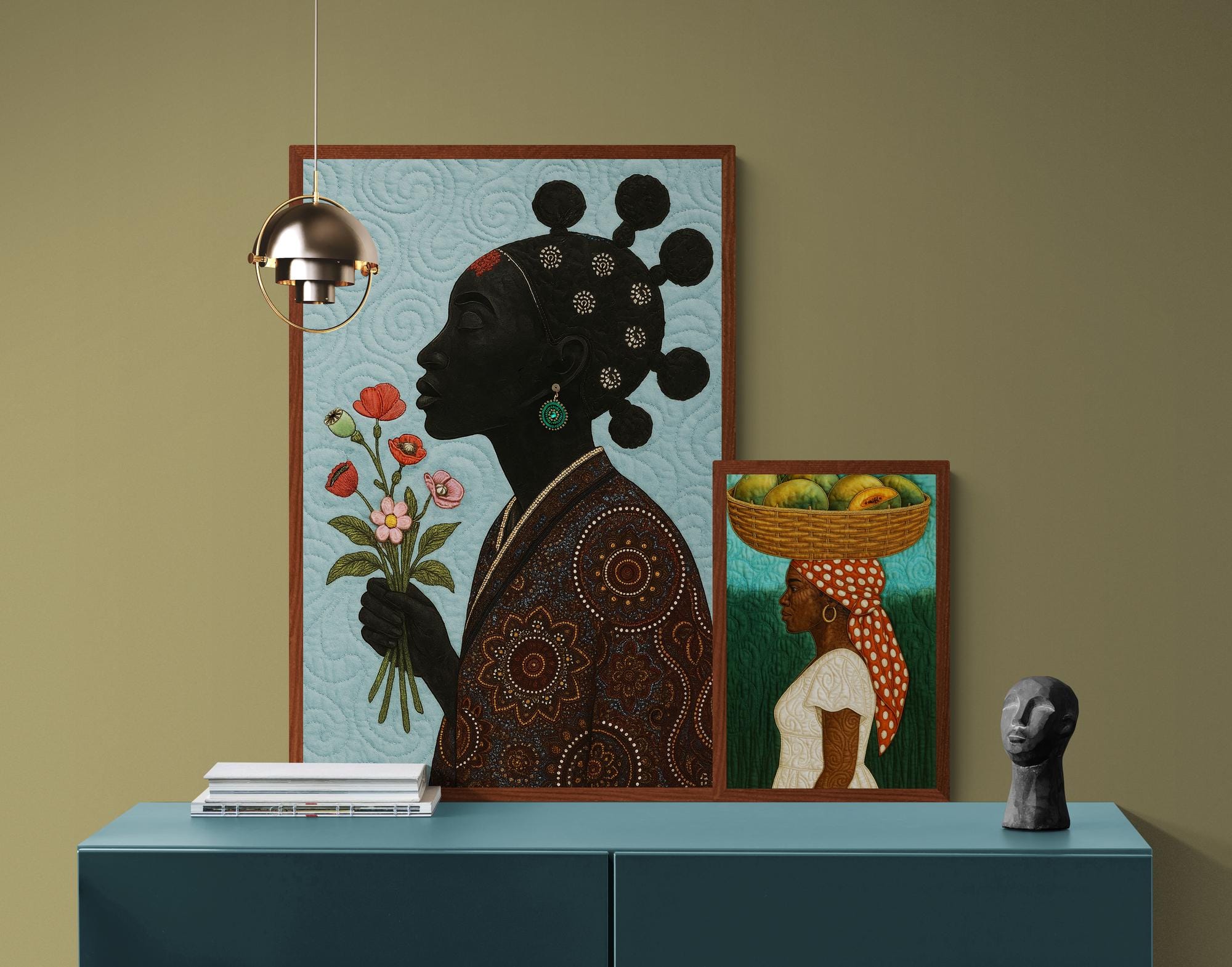 ウォールアートポスターNB ブラックキルトアート アフリカのハイチの