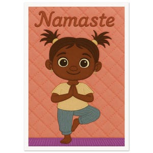 Arte murale • Poster • Arte trapuntata nera • Africano • Mini Yogi consapevole • Namaste, piccolo
