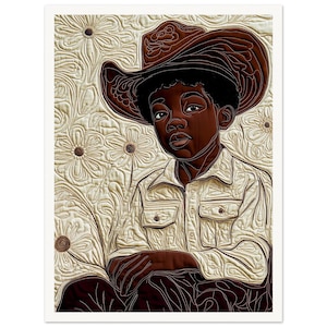 Arte murale • Poster • Arte trapuntata nera • Il cowboy trapuntato