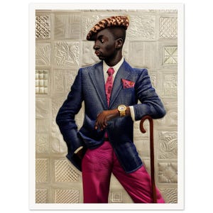 Arte murale • Poster • Arte su tessuto nero • Uomo africano • Gentiluomo afro-chic