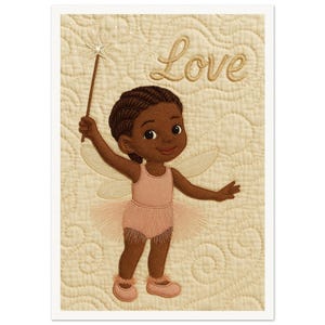 Arte murale • Poster • Arte trapuntata nera • Africano • Amore fatato • Ragazza magica trapuntata