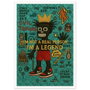 Arte murale • Poster • Arte Black Quilt • Afroamericano • Caos incoronato: arte neoespressionista • ispirato a Jean-Michel Basquiat