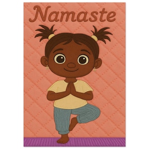 Arte murale • Poster NB • Arte trapuntata nera • Africano • Mini Yogi consapevole • Namaste, piccolo