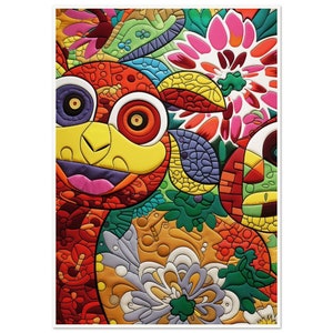 Arte murale • Poster • Quilt art • Sogno di uccelli stravaganti ispirato a Bisa Butler e Hebru Brantley