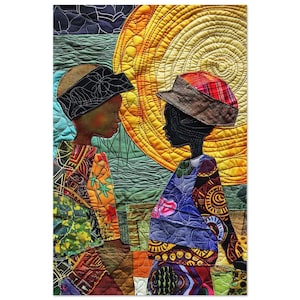 Wall Art • Poster • Black Quilt art • African Children inspired by Bisa Butler