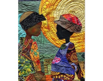 Wall Art • Poster • Black Quilt art • African Children inspired by Bisa Butler