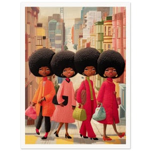 Arte murale • Poster • Arte trapuntata nera • Africana • Afro Chic • Passeggiata in città, Sister Talk