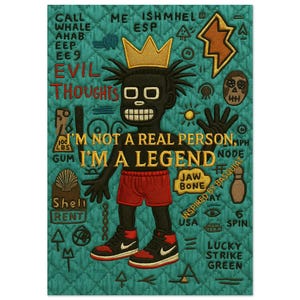 Arte murale • Poster NB • Arte Black Quilt • Afroamericano • Caos incoronato: arte neoespressionista • ispirato a Jean-Michel Basquiat