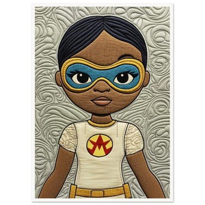 Arte murale • Poster • Arte trapuntata nera • Resistenza delle cuciture: The Quilted Defender ispirato a Hebru Brantley