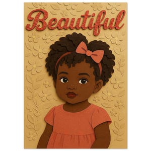 Wall Art • Poster NB • Black Paper art • African • Paper-Cut Princess