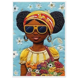 Arte mural • Póster • Arte con colcha negra • Confianza veraniega inspirada por Bisa Butler