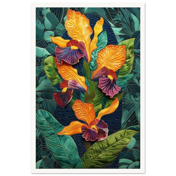 Wall Art • Poster • Tropical Vibrance Inspired by Quilting and