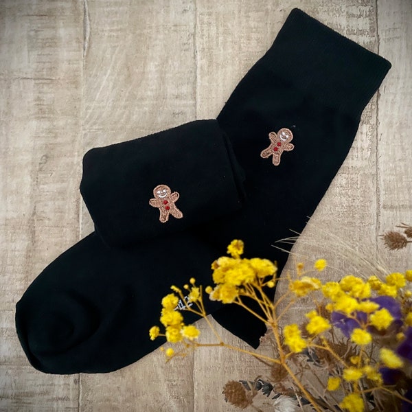 Chaussettes hommes/femmes brodées "Pain dépice"