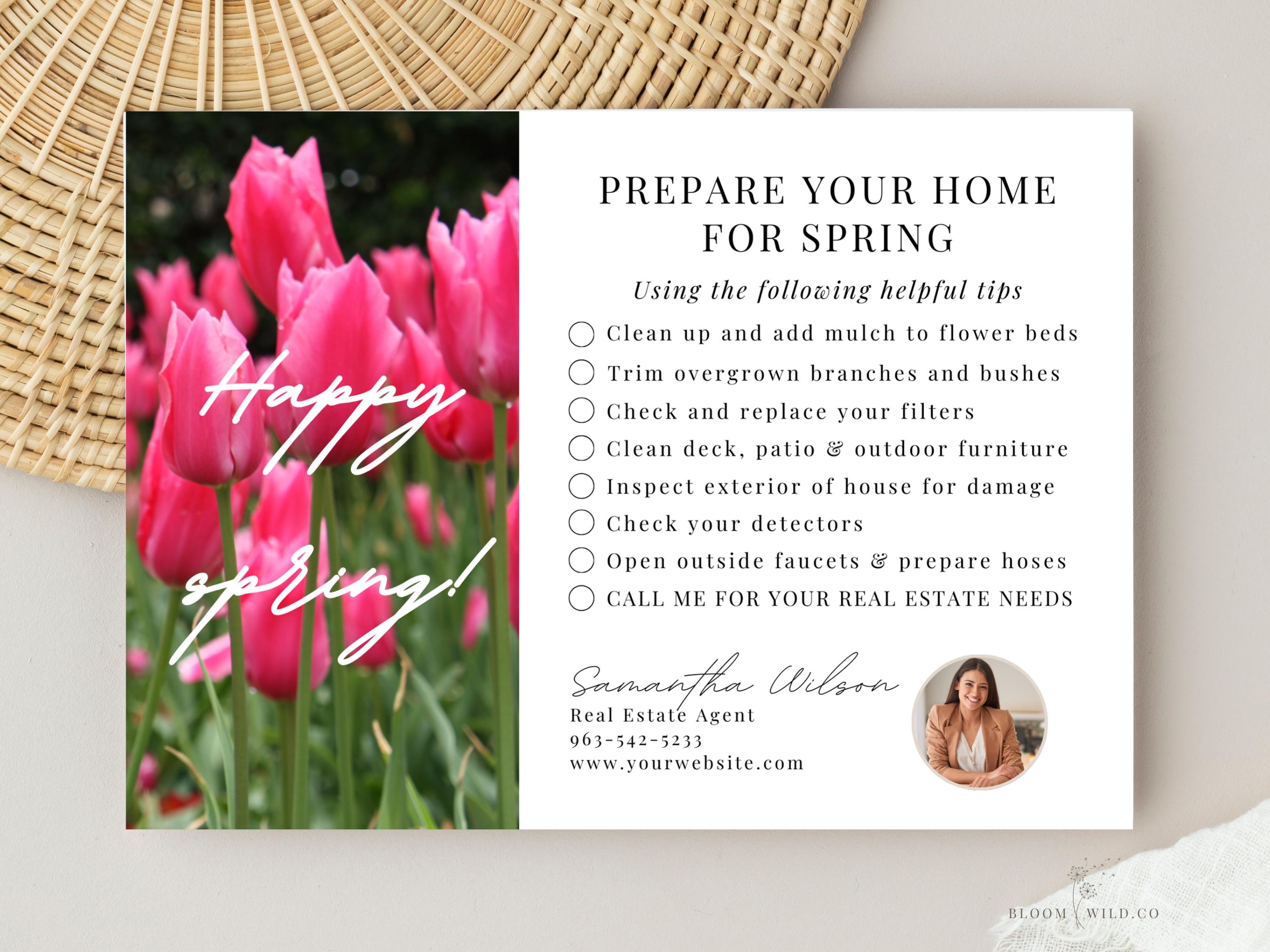 Spring Home Maintenance Checklist Realtor, Realtor Marketing Postcard ...