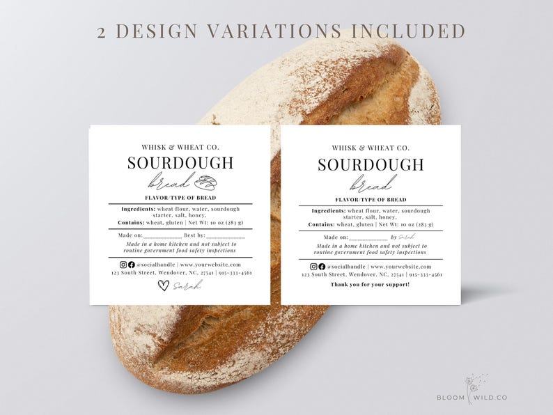Sourdough Bread Cottage Label, Sourdough Label Template, Sourdough ...