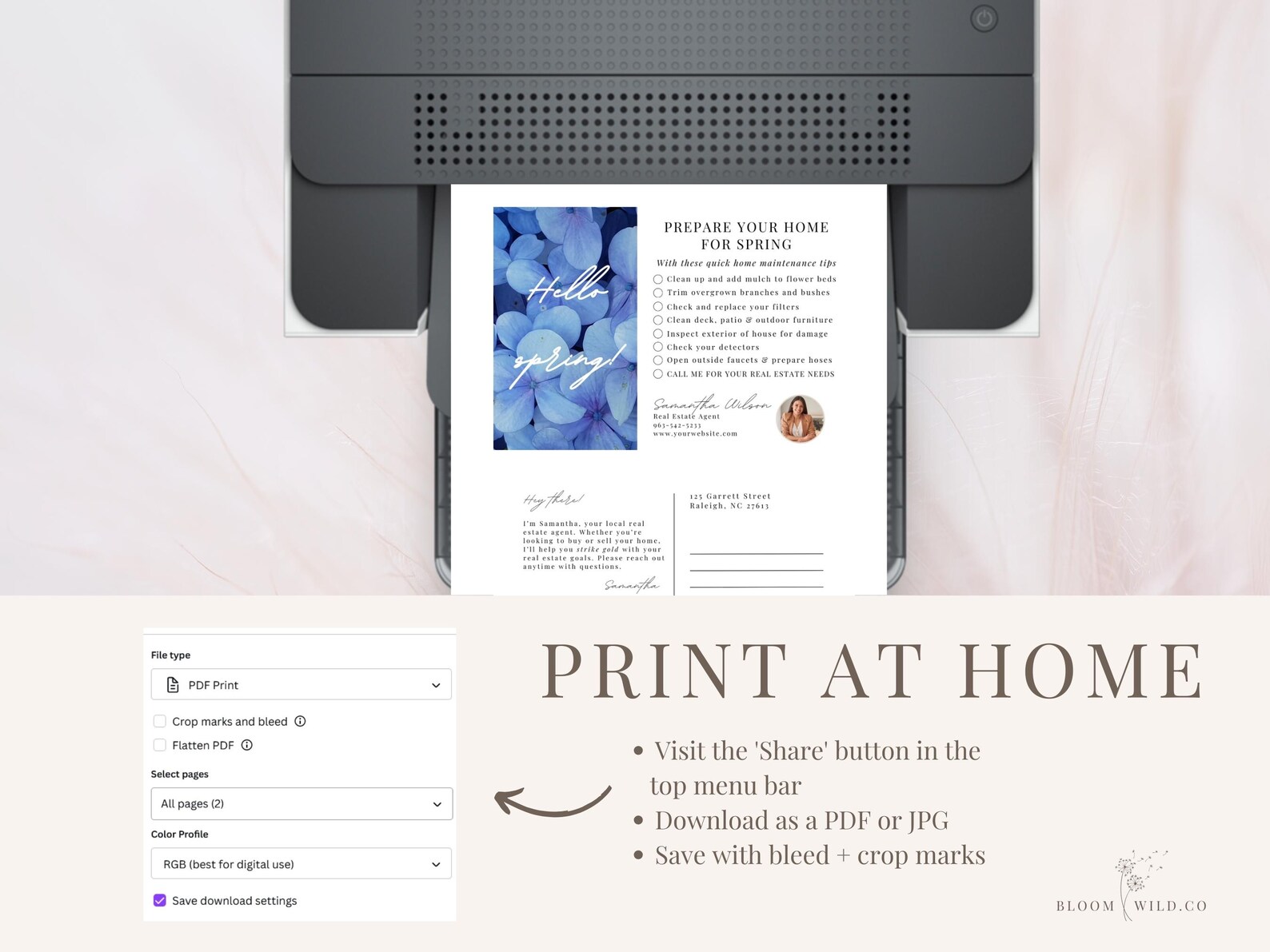 Spring Realtor Marketing Postcard, Spring Home Maintenance Checklist ...