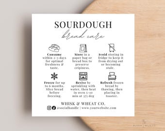 Sourdough Bread Care Card, Sourdough Bread Care Instructions, Sourdough Bread Care Tips, Sourdough Bread Care Sticker, Sourdough Bread Card