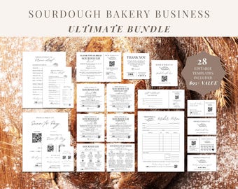 Home Bakery Business Bundle, Bakery Business Bundle Canva, Sourdough Bread Templates, Cottage Food Bakery Labels Bundle, Sourdough Care Card