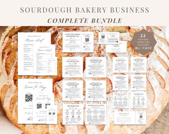 Bakery Business Bundle Canva, Home Bakery Business Bundle, Sourdough Bread Templates, Cottage Food Law Bakery Labels, Sourdough Care Tips