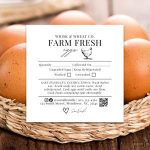 Egg Carton Label Digital Download, Egg Handling Printable, Farm Fresh Egg Care Instructions QR, Cottage Food Safety, Farm Stand Roadside