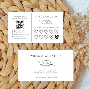Modelo de cartão de visita de fidelidade de massa fermentada com código QR, cartões de fidelidade para padaria, cartão de visita em padaria doméstica, cartão de padaria Cottage Law Canva