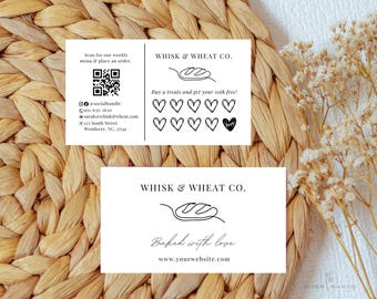 Sauerteig Loyalität Visitenkarte Vorlage mit QR-Code, Treuekarten für Bäckerei, Visitenkarte zu Hause Bäckerei, Cottage Law Bäckerei Karte Canva