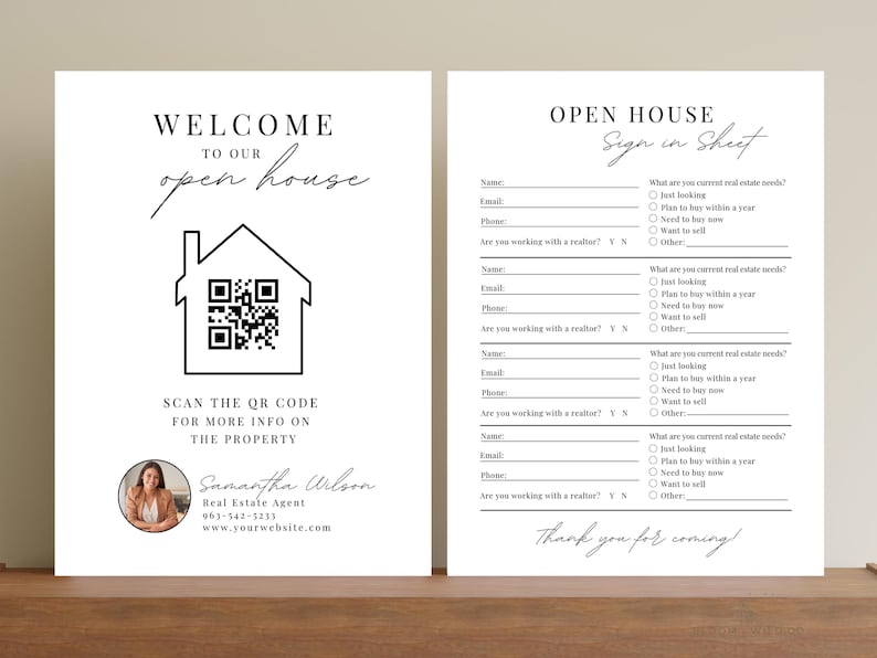 Open House Sign in Sheet With Qr Code, Welcome to Our Open House Sign ...
