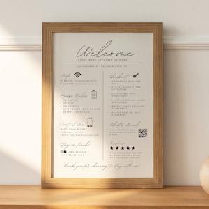 Airbnb Welcome Sign Kod QR, Airbnb Welcome Instructions, Strona z kodem QR dla Airbnb, Plakat przyjazdu gości, Zasady gospodarza domu Wynajem wakacyjny