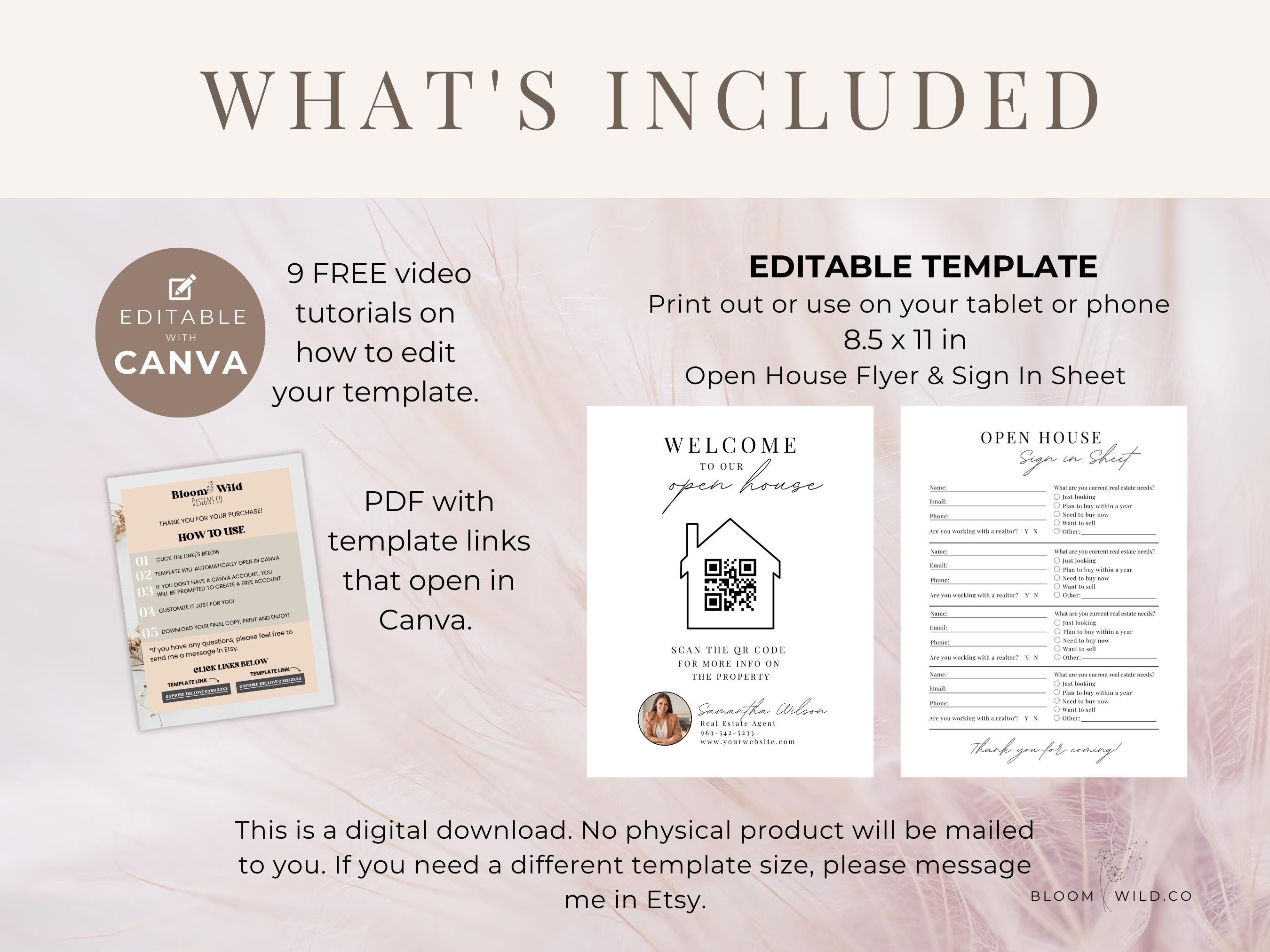 Open House Sign in Sheet With Qr Code, Welcome to Our Open House Sign ...