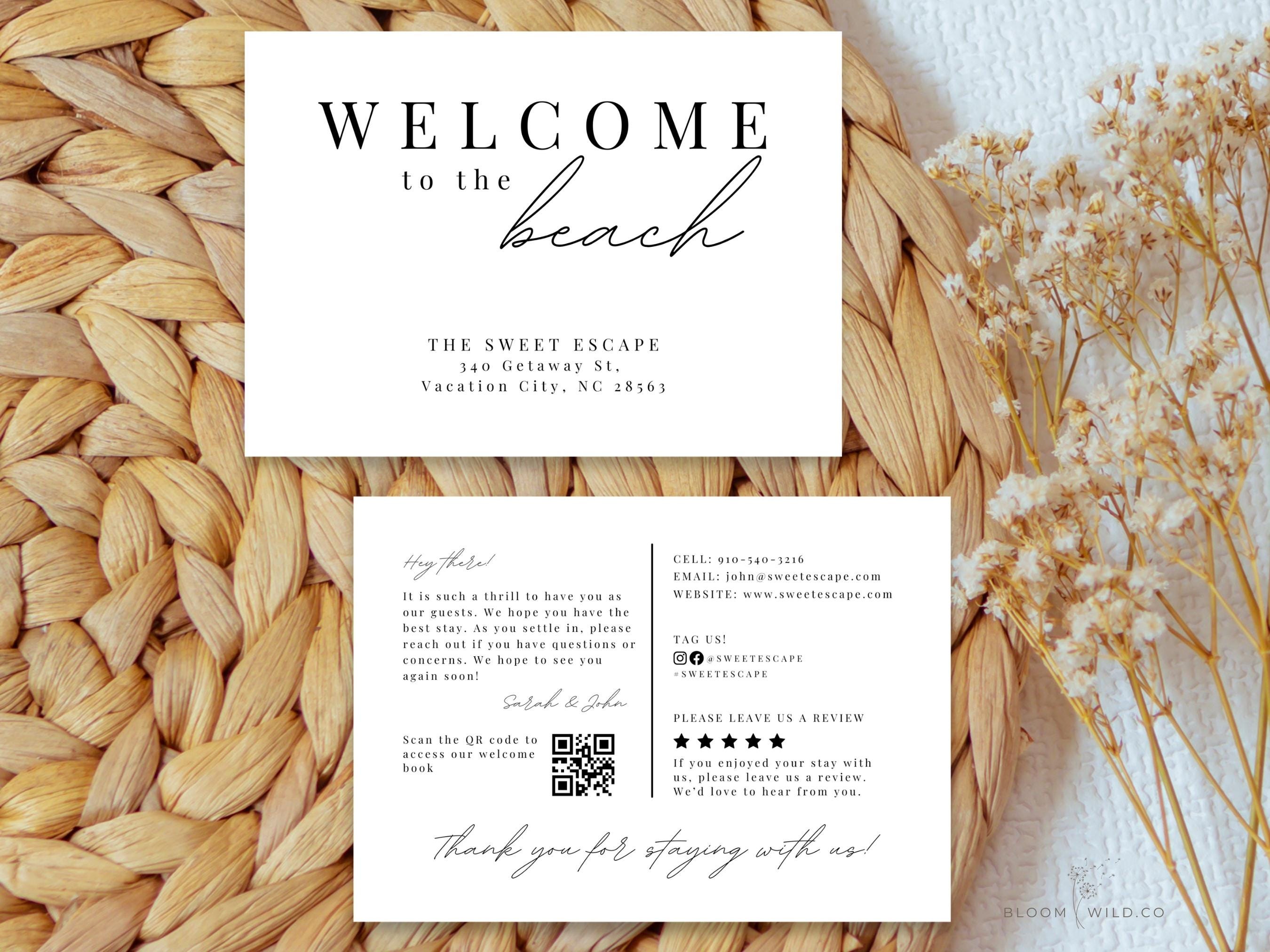 Airbnb Welcome Messages, Air Bnb Welcome Beach Card Template, Welcome ...