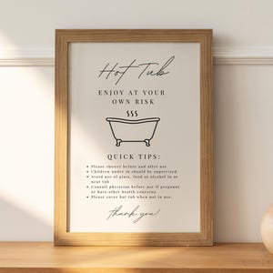 Enseigne de bain à remous pour Airbnb, modèle modifiable de règles de bain à remous Airbnb, Canva, règles Air Bnb, enseignes Airbnb Boho, règles de piscine Airbnb, décoration d'hôte VRBO
